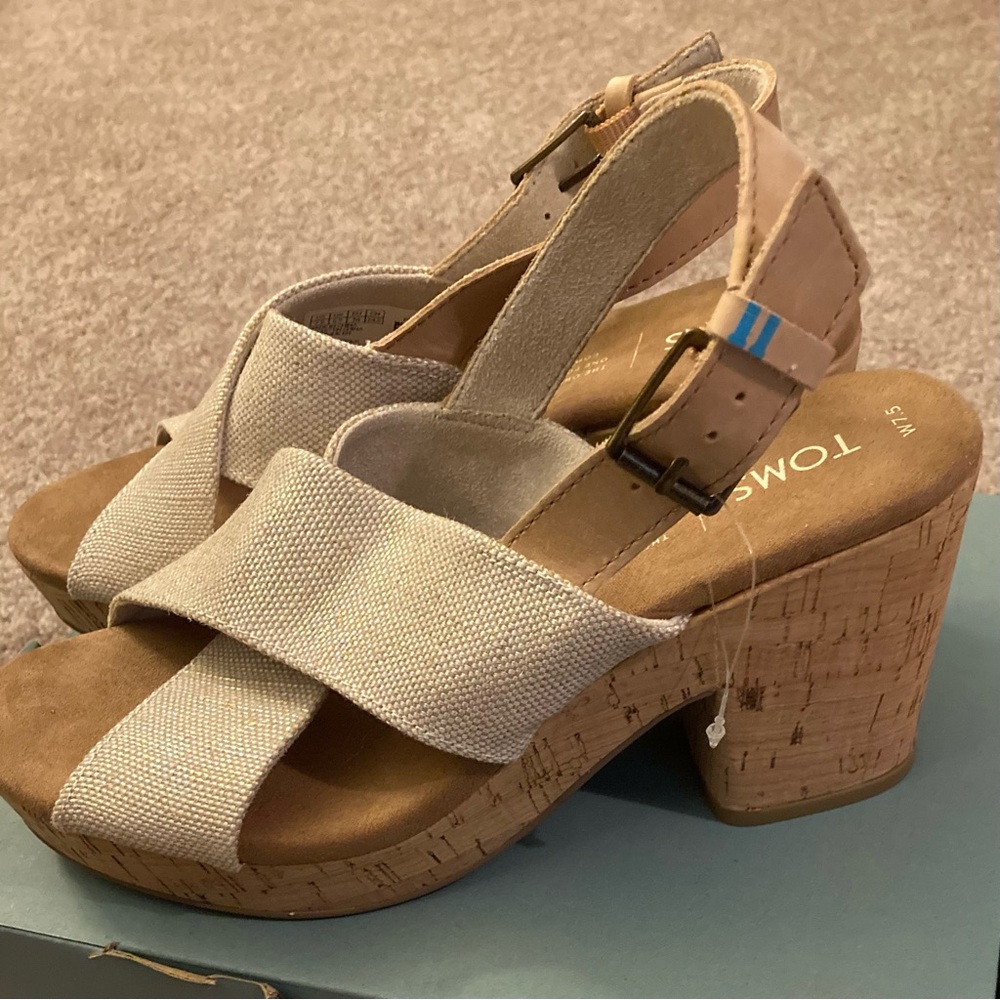 TOMS Ibiza Multi-Pearlized Metalic Woven/Honey Leather BNIB Size 7.5 - Picture 4 of 11